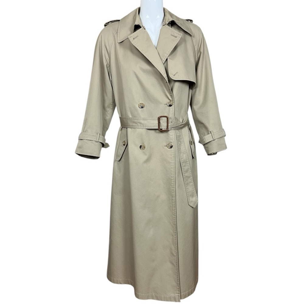 Vintage European Allen Solly Lined Belted Water Repellent Trench Coat Size 10